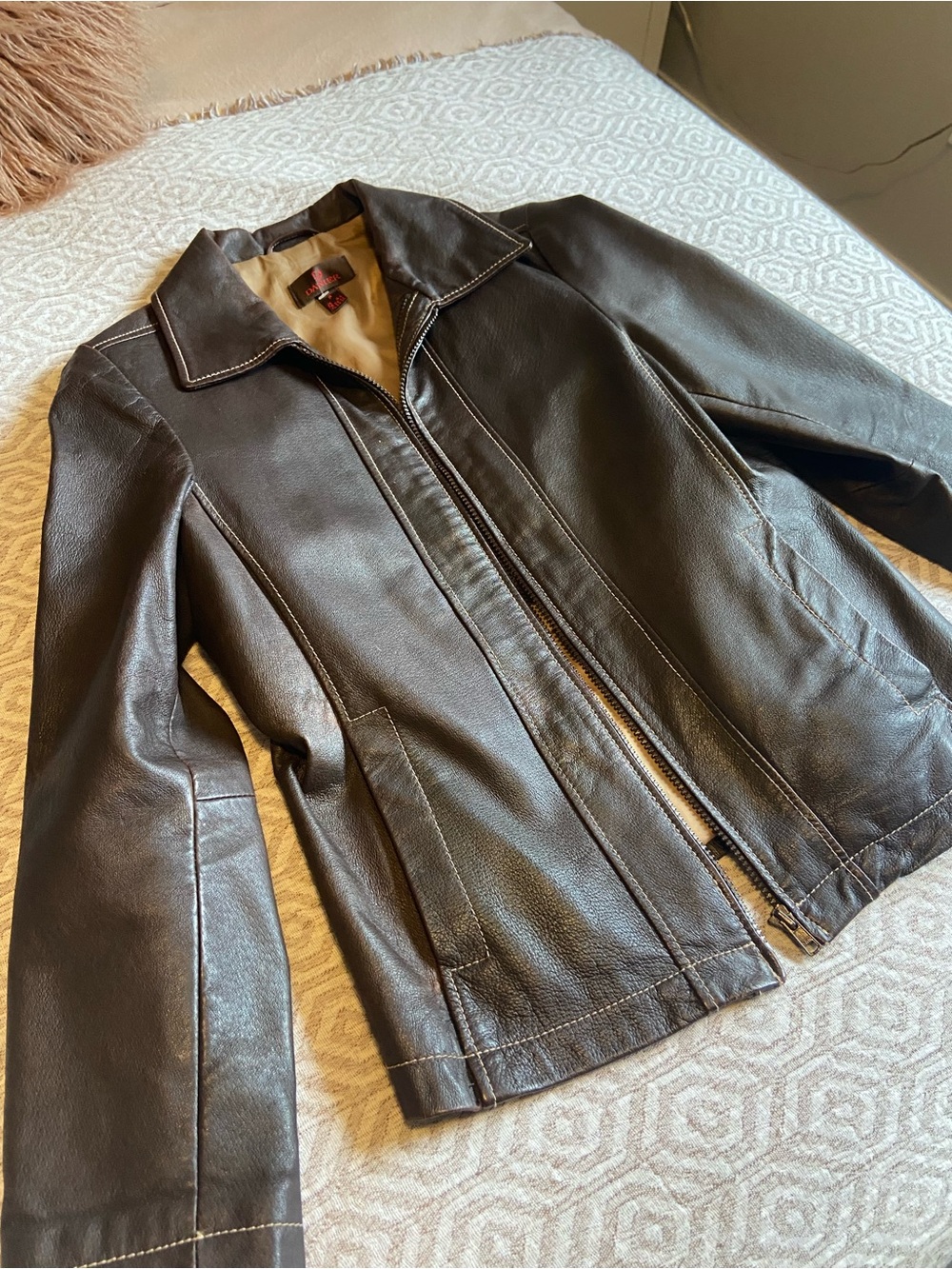 Danier Dark Brown Leather Bomber Jacket
